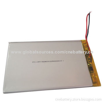 3.7V/1,600mAh Rechargeable Lithium Polymer Battery for Portable Baby Monitors, Led Lights, POS, PSP